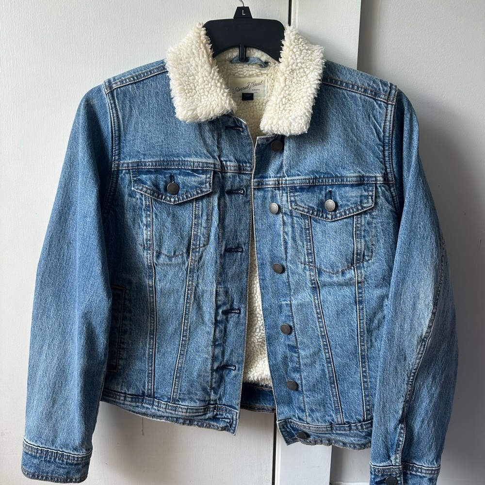 Universal Thread Blue Denim Jacket with Cream Sherpa